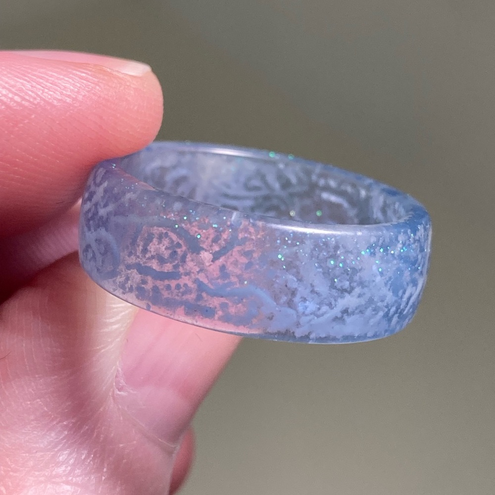 Blue Glow in the Dark Resin Ring Size 10